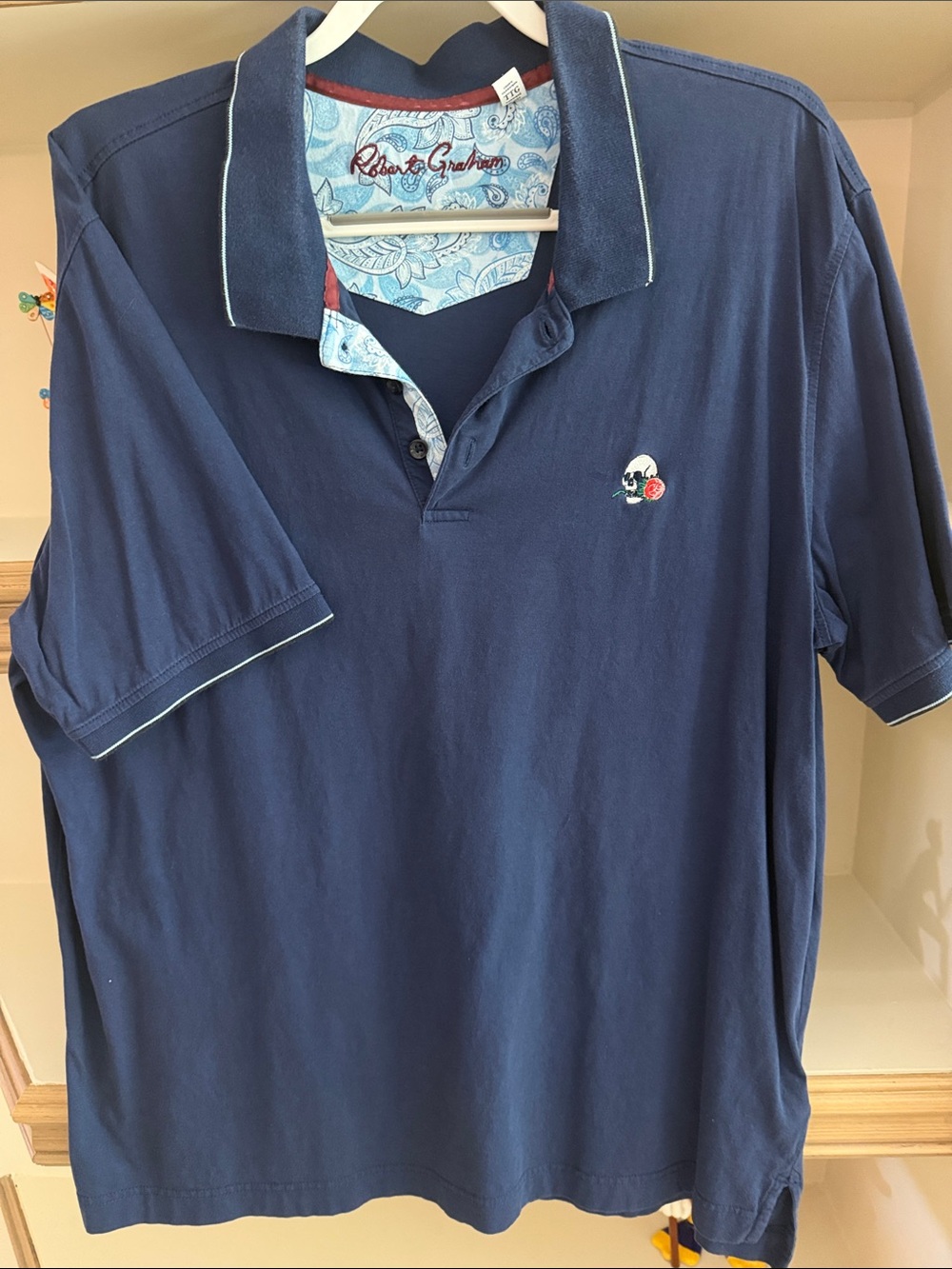 Robert Graham Navy Polo with Light Blue Contrast Collar
